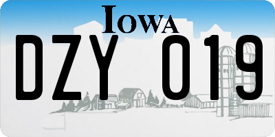 IA license plate DZY019