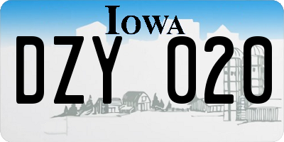 IA license plate DZY020