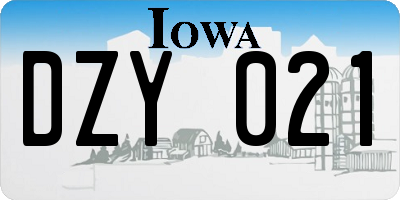 IA license plate DZY021