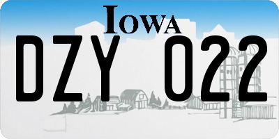 IA license plate DZY022