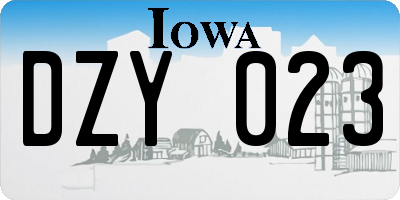 IA license plate DZY023