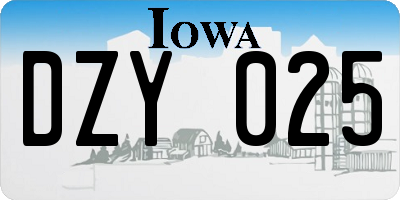 IA license plate DZY025