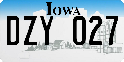 IA license plate DZY027