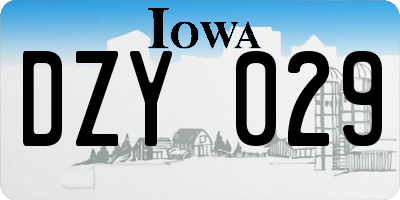 IA license plate DZY029