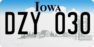 IA license plate DZY030