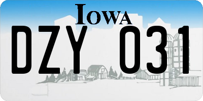 IA license plate DZY031