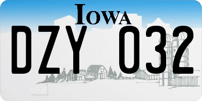 IA license plate DZY032