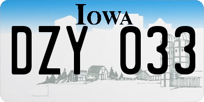 IA license plate DZY033