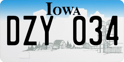 IA license plate DZY034