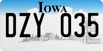 IA license plate DZY035