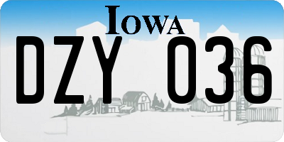 IA license plate DZY036