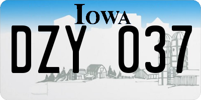 IA license plate DZY037