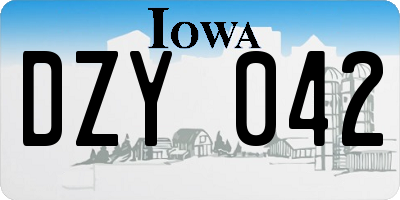 IA license plate DZY042