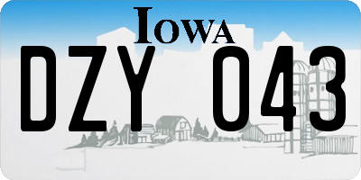 IA license plate DZY043