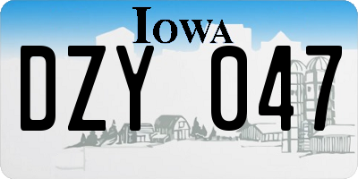 IA license plate DZY047