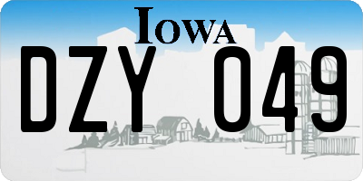 IA license plate DZY049