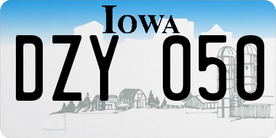 IA license plate DZY050