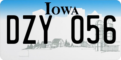 IA license plate DZY056