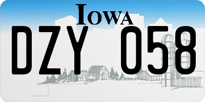 IA license plate DZY058