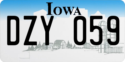 IA license plate DZY059