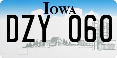 IA license plate DZY060