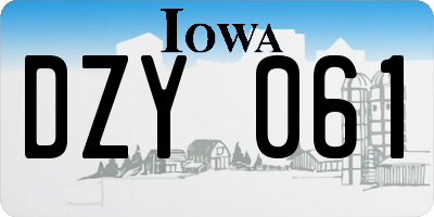 IA license plate DZY061