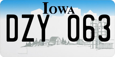 IA license plate DZY063