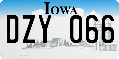 IA license plate DZY066