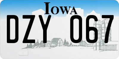 IA license plate DZY067