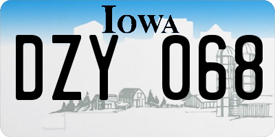 IA license plate DZY068