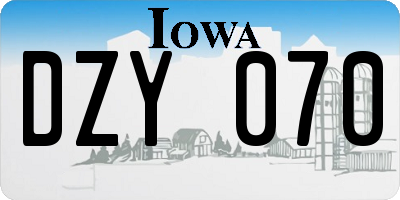 IA license plate DZY070
