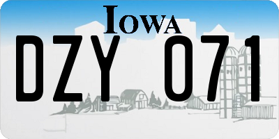 IA license plate DZY071