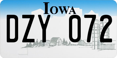 IA license plate DZY072
