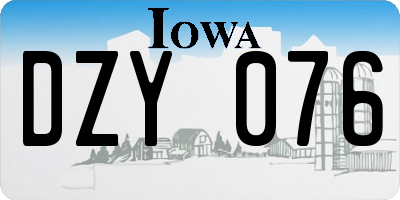 IA license plate DZY076