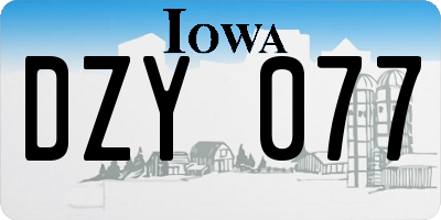IA license plate DZY077
