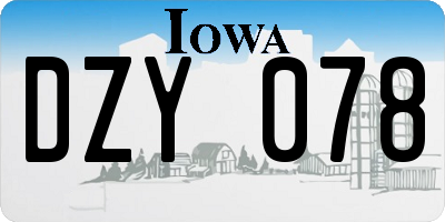 IA license plate DZY078