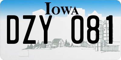 IA license plate DZY081