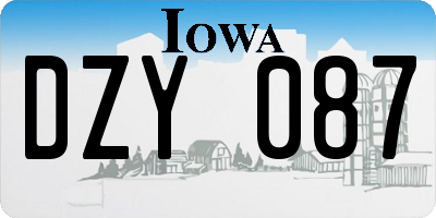 IA license plate DZY087