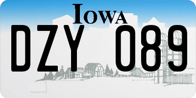 IA license plate DZY089