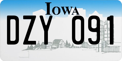 IA license plate DZY091