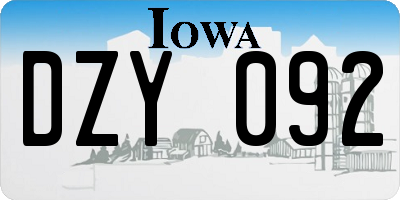 IA license plate DZY092