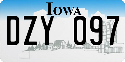 IA license plate DZY097