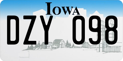 IA license plate DZY098