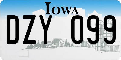 IA license plate DZY099