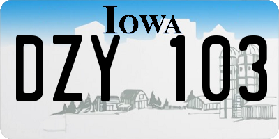 IA license plate DZY103