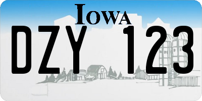 IA license plate DZY123