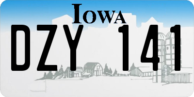 IA license plate DZY141