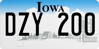 IA license plate DZY200