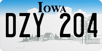 IA license plate DZY204