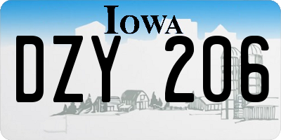 IA license plate DZY206